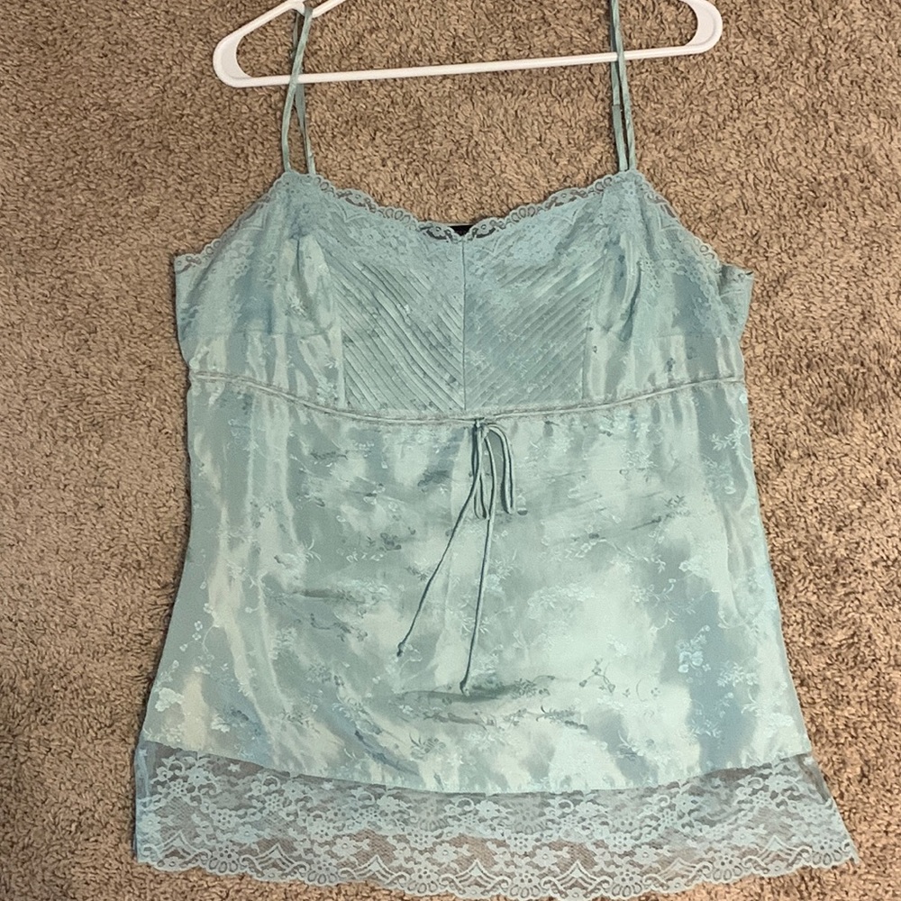 EXPRESS Aqua silky jacquard tank top SIZE L